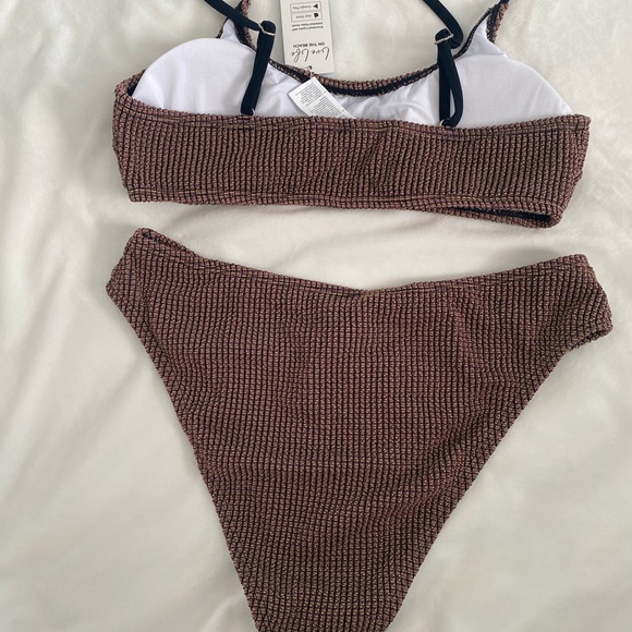 CupShe Rib Mineral Wash Scoop Neck Top & Hipster Bikini Set size small - Picture 2 of 5